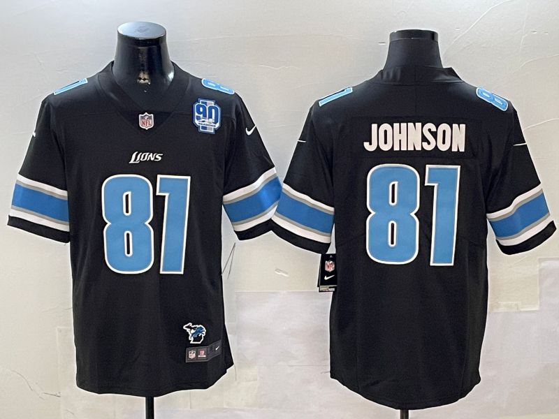 Men Detroit Lions 81 Johnson Black Second generation 2024 Nike Limited NFL Jersey style 4